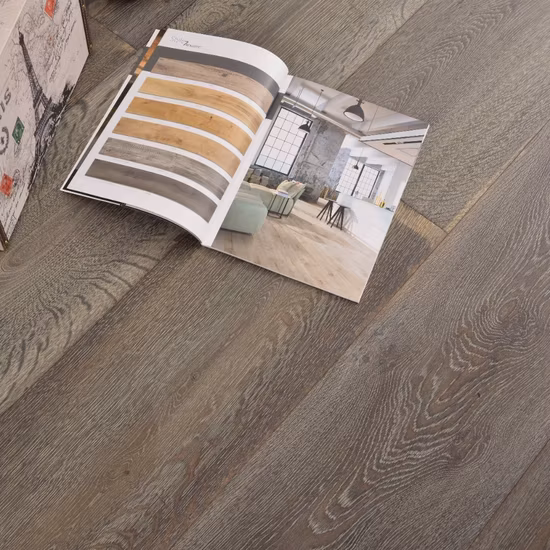 Smoked Grey European Oak Engineered Parquet Wood Flooring