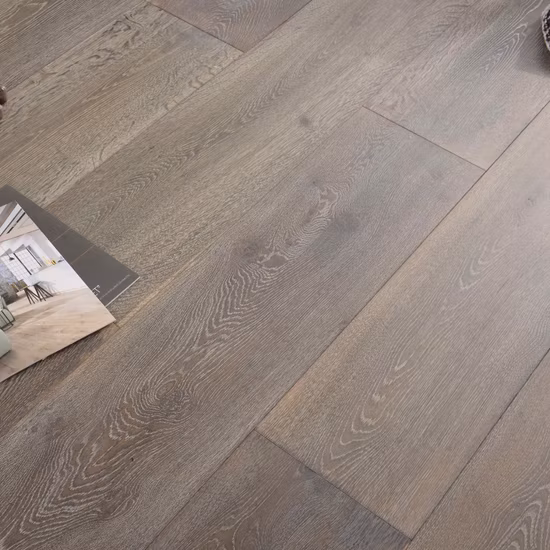 Smoked Grey European Oak Engineered Parquet Wood Flooring