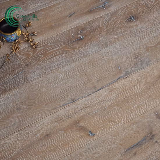 Rustic Distressed Smoked White Washed Brushed Wood Flooring/Engineered White Oak Wood Flooring with CE