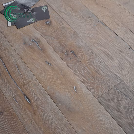 Rustic Distressed Smoked White Washed Brushed Wood Flooring/Engineered White Oak Wood Flooring with CE