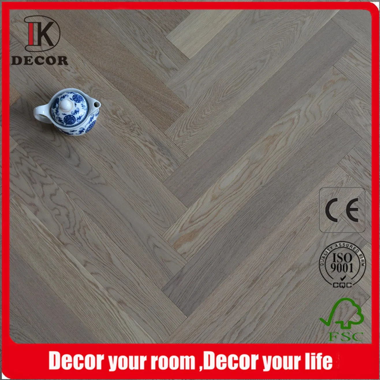 Herringbone Oak Square Bevel Black Natural Grain Wood Flooring Indoor Floor