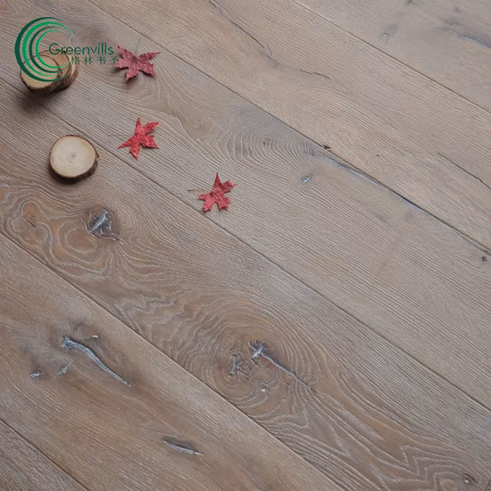 Rustic Distressed Smoked White Washed Brushed Wood Flooring/Engineered White Oak Wood Flooring with CE